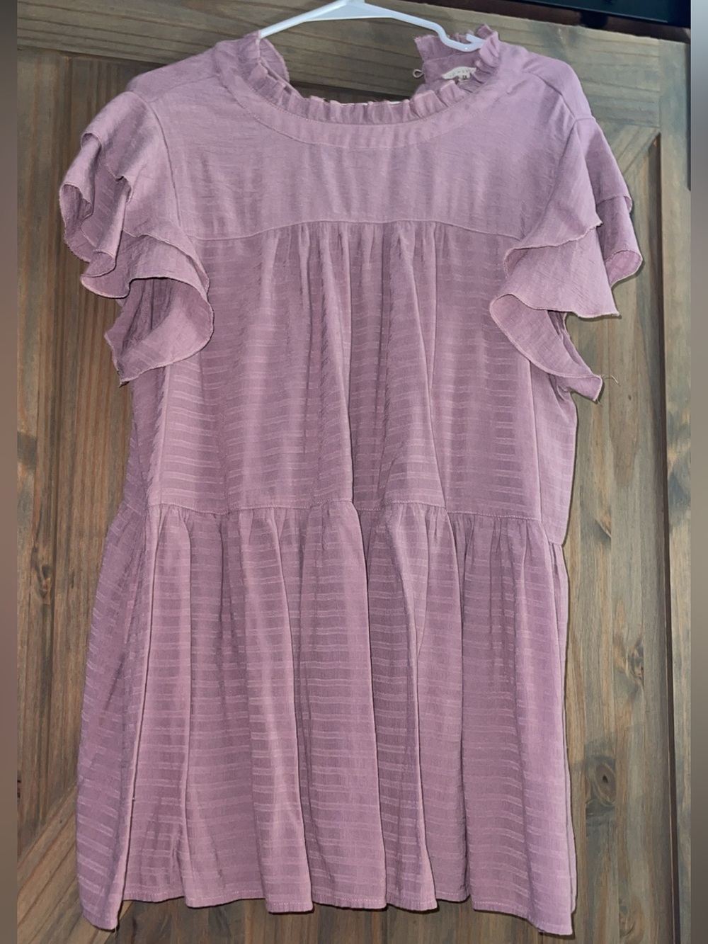 Mauve Ruffled Short Sleeve Blouse